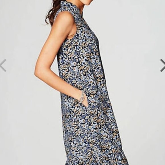 J. Jill Dresses & Skirts - J. Jill, Ruffled-Hem Rayon Shirt Dress,  Size XL, Multi Color Floral Print